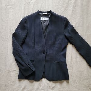 MaxMara navy ribbed wool blazer